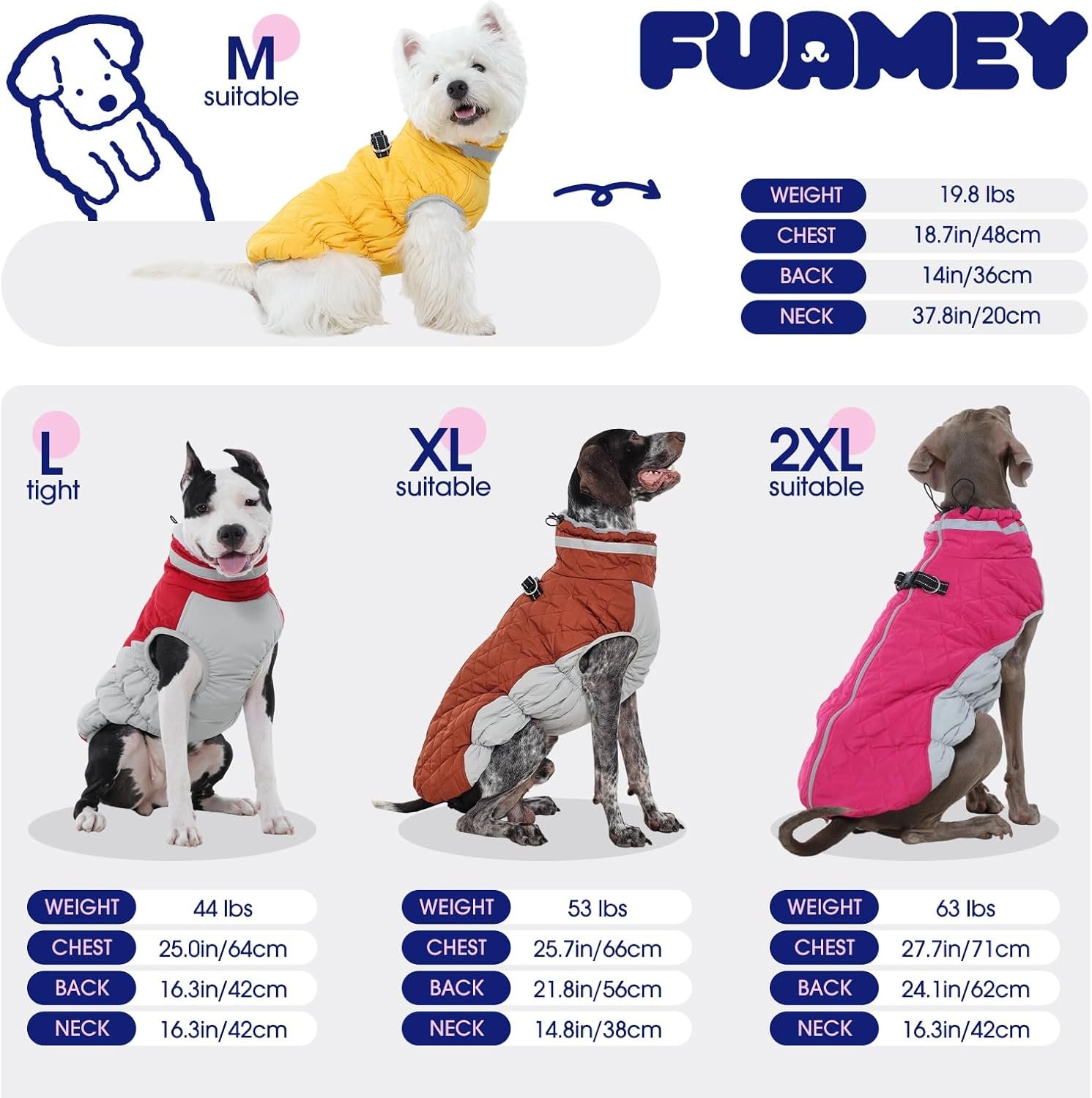 FUAMEY Dog Coat for Large Dogs,Waterproof Dog Winter Jacket with Harness Built in Puppy Cold Weather Coats Reflective Pet Vest with Zipper Warm Fleece Dogs Snowsuit Windproof Black L - Image 4