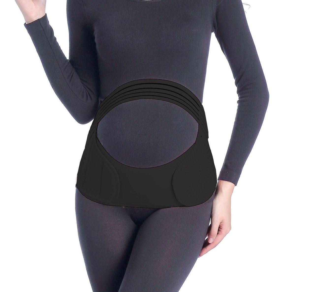 Maternity Belly Band, Pregnancy Support Belt, Breathable Belly Support Brace, Lightweight Abdominal Binder, Adjustable 3-in-1 Maternity Belt for All Stages of Pregnancy (Large, Black) - Image 3