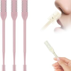 AIIONP 2026 New Nasal Hair Cutter for Women Men, Manual 360° Rotating Nostril Hair Removal Tool Double Sided Nose Hair Blade, Portable Nose Hair Removal Tool for Travel (Pink, 3pcs)