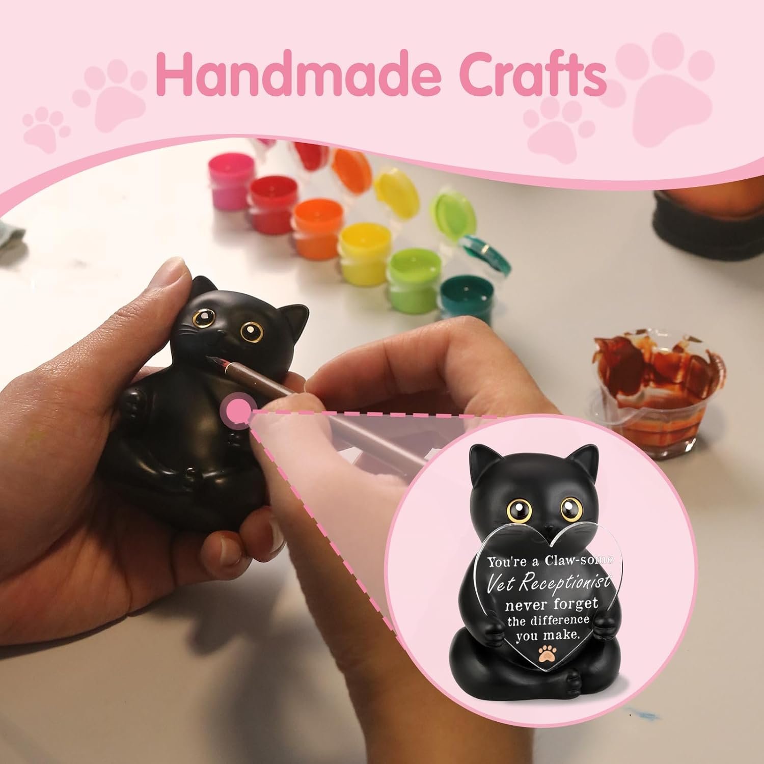 WINOESHE Veterinary Receptionist Appreciation Black Cat Figurine, Vet Clinic Front Desk Thank You Gift, Animal Hospital Staff Recognition Present, Pet Care Office Encouragement Desk Decor, HDS24 - Image 3