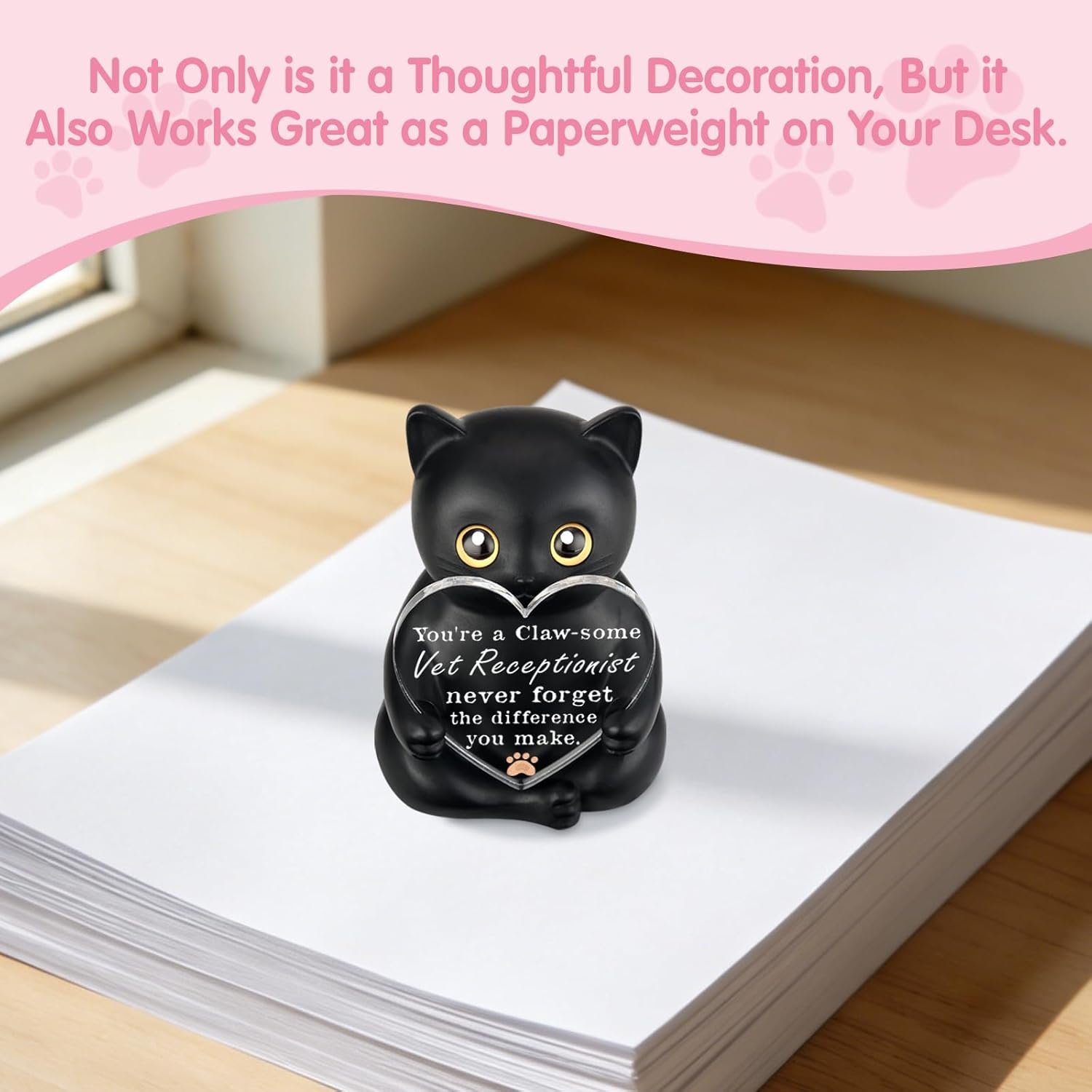 WINOESHE Veterinary Receptionist Appreciation Black Cat Figurine, Vet Clinic Front Desk Thank You Gift, Animal Hospital Staff Recognition Present, Pet Care Office Encouragement Desk Decor, HDS24 - Image 5