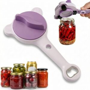 4-in-1 Jar Opener, 2026 New Multi-Functional Retractable Jar & Bottle Opener, Stainless Steel Jar Opener for Kitchen Use, Easy Grip Opener for Arthritis Sufferers (1, Purple)