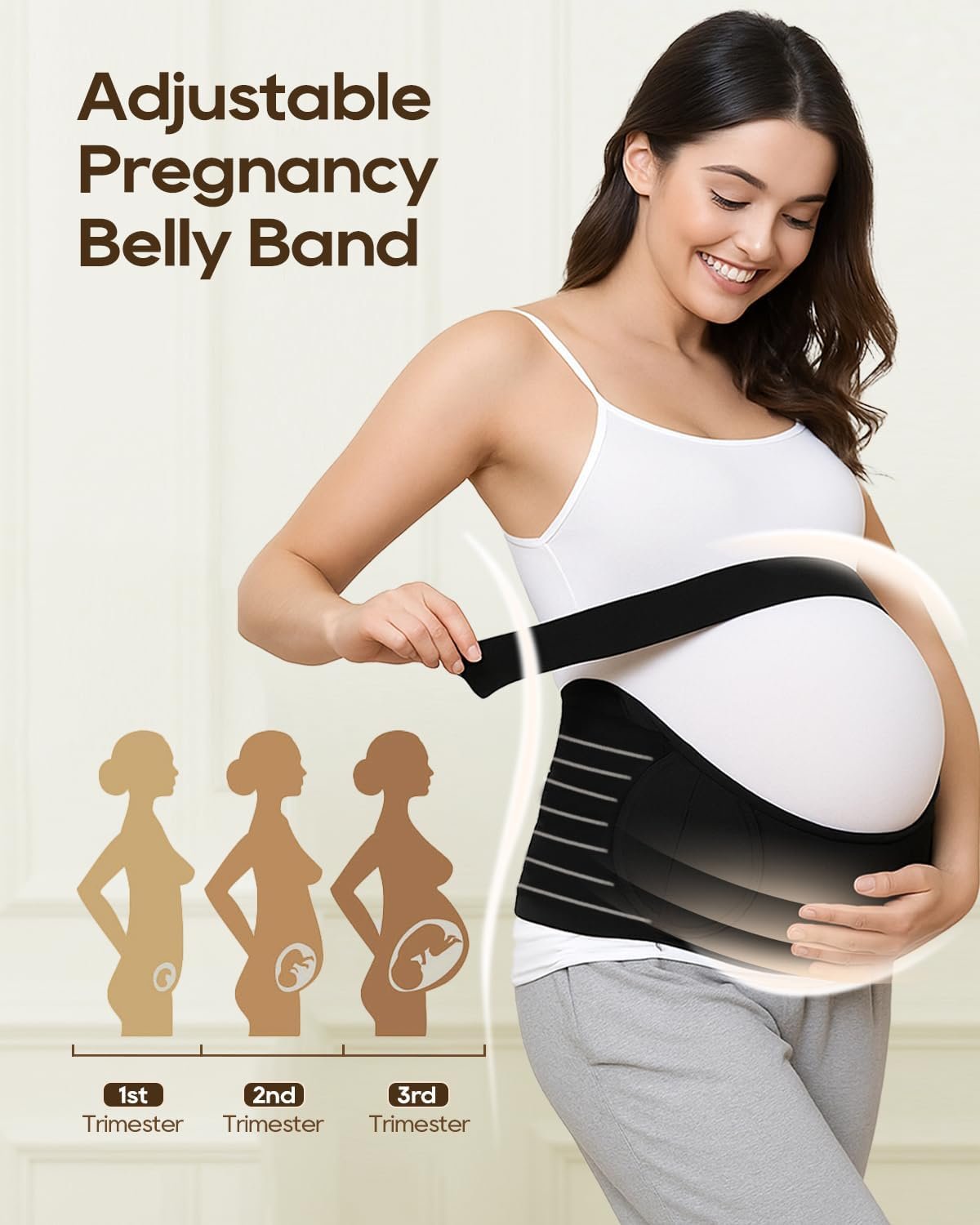 Belly Support Bands for Pregnant Women, 3 in 1 Pregnancy Belly Band to Relieve Back/Pelvic/Hip Pain, Adjustable Maternity Belt, Soft & Breathable Pregnancy Belly Support Band XL - Image 3