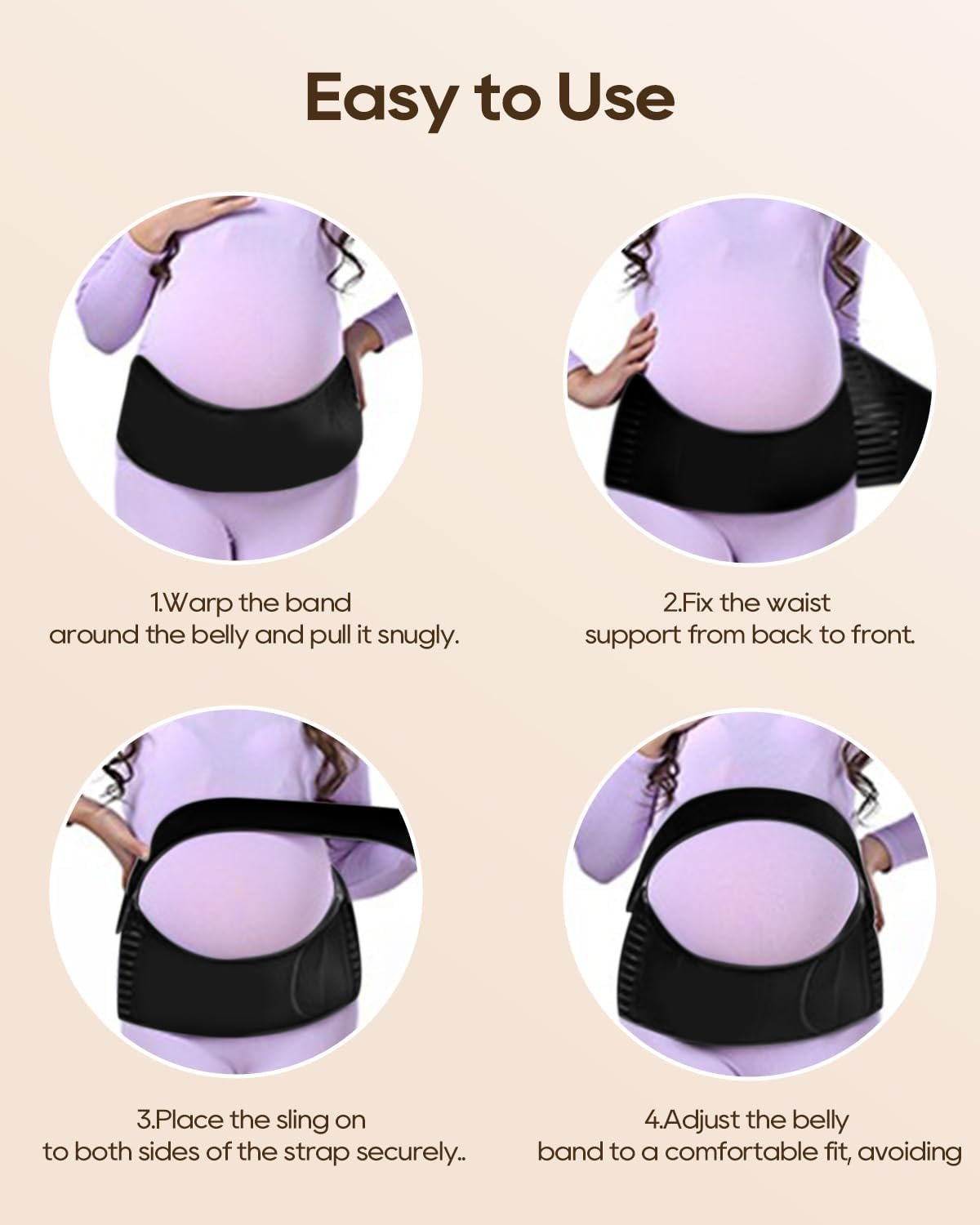 Belly Support Bands for Pregnant Women, 3 in 1 Pregnancy Belly Band to Relieve Back/Pelvic/Hip Pain, Adjustable Maternity Belt, Soft & Breathable Pregnancy Belly Support Band XL - Image 4