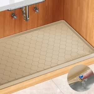 Silicone Under Sink Mat 34" x 22", kitchen Essentials and Gadgets, Shelf liner and Cabinet Protector, Home Organizers and Storage, Waterproof Bathroom Tray