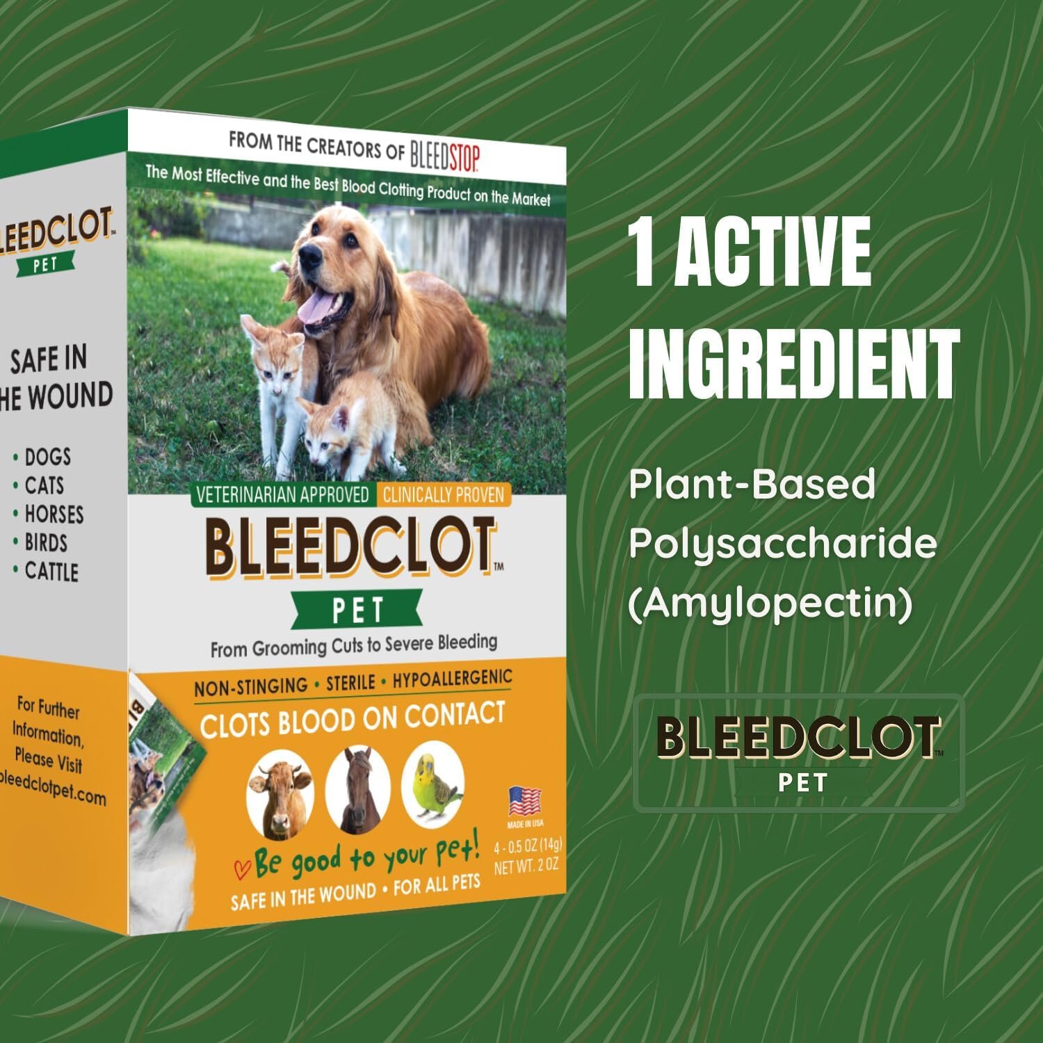 First Aid Blood Clotting Powder | The Best for All Animals to Stop Bleeding, Guaranteed | for Minor Cuts and Severe Arterial Bleeding | from The Makers of BleedStop (4 Pouches (0.5 oz)) - Image 3