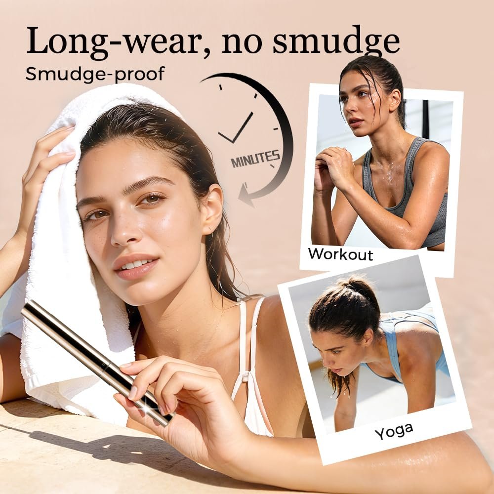 Ultra-Fine Lengthening Waterproof Quick-Dry Mascara, Waterproof Quick Drying Curling Mascara, Iron Mascara, 3D Curling Eyelash Long, Lasting Smudge-Proof No Clumping (Black+Brown) - Image 3