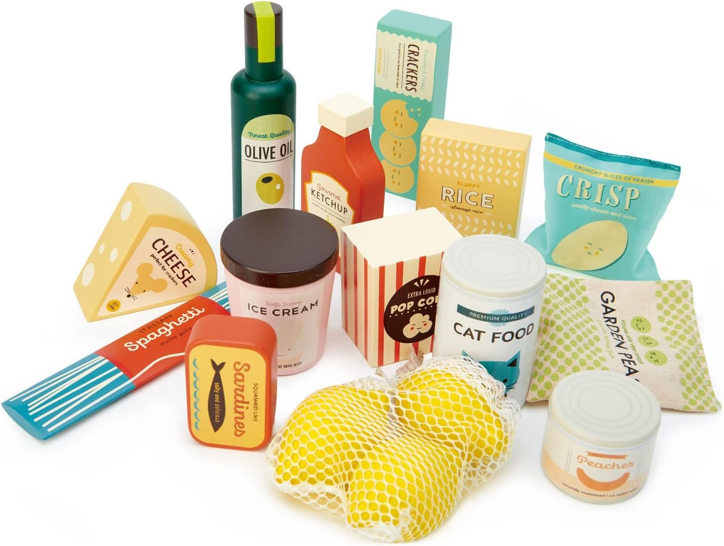 Tender Leaf Toys - Supermarket Grocery Set - 17 Pcs Wooden Pretend Play Food Pack for Supermarket Roleplay Shopping Game, Play Kitchen Accessories - Age 3+ - Image 3