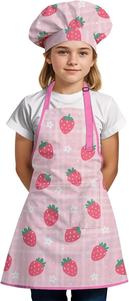 SANDJEST Kids Apron with Chefs Hat Set, Kitchen Apron Gifts - Image 2