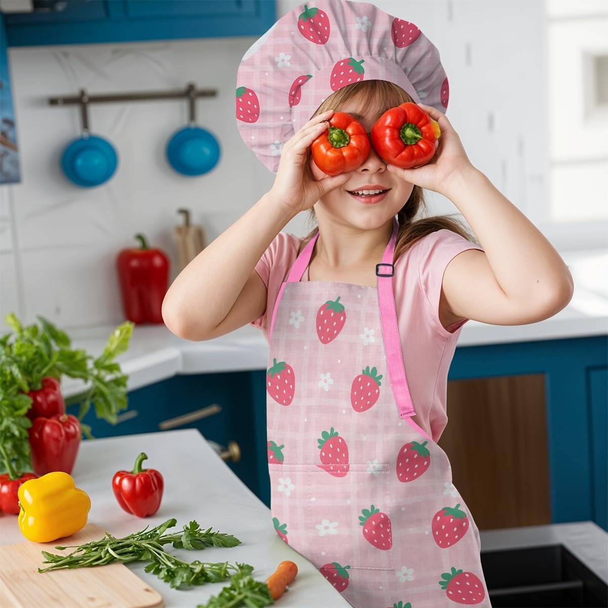 SANDJEST Kids Apron with Chefs Hat Set, Kitchen Apron Gifts - Image 7