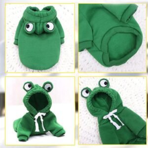 Warm Dog Winter Clothes Cute Fruit Dog Coat Hoodies Fleece Pet Dogs Costume Jacket for French Bulldog Chihuahua Ropa para Perro(Green,L)