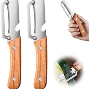 Multi Functional Vegetable Peeler for Kitchen, Ultra Sharp Stainless Steel Veggie, Fruit, Carrot, Orange & Potato Peeler with Ergonomic Handle, Julienne Peeler & Bottle Opener, Fruit Peeler (2pcs)