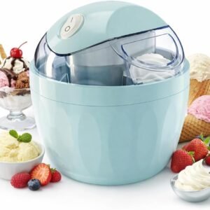 Mini Ice Cream Maker Machine, Personal Ice Cream Maker for Frozen Yogurt, Gelato and Sorbet, Small Electric Dessert Makers with Freezer Bowl, One Touch Compact Ice-Cream Machine for Home (Green)