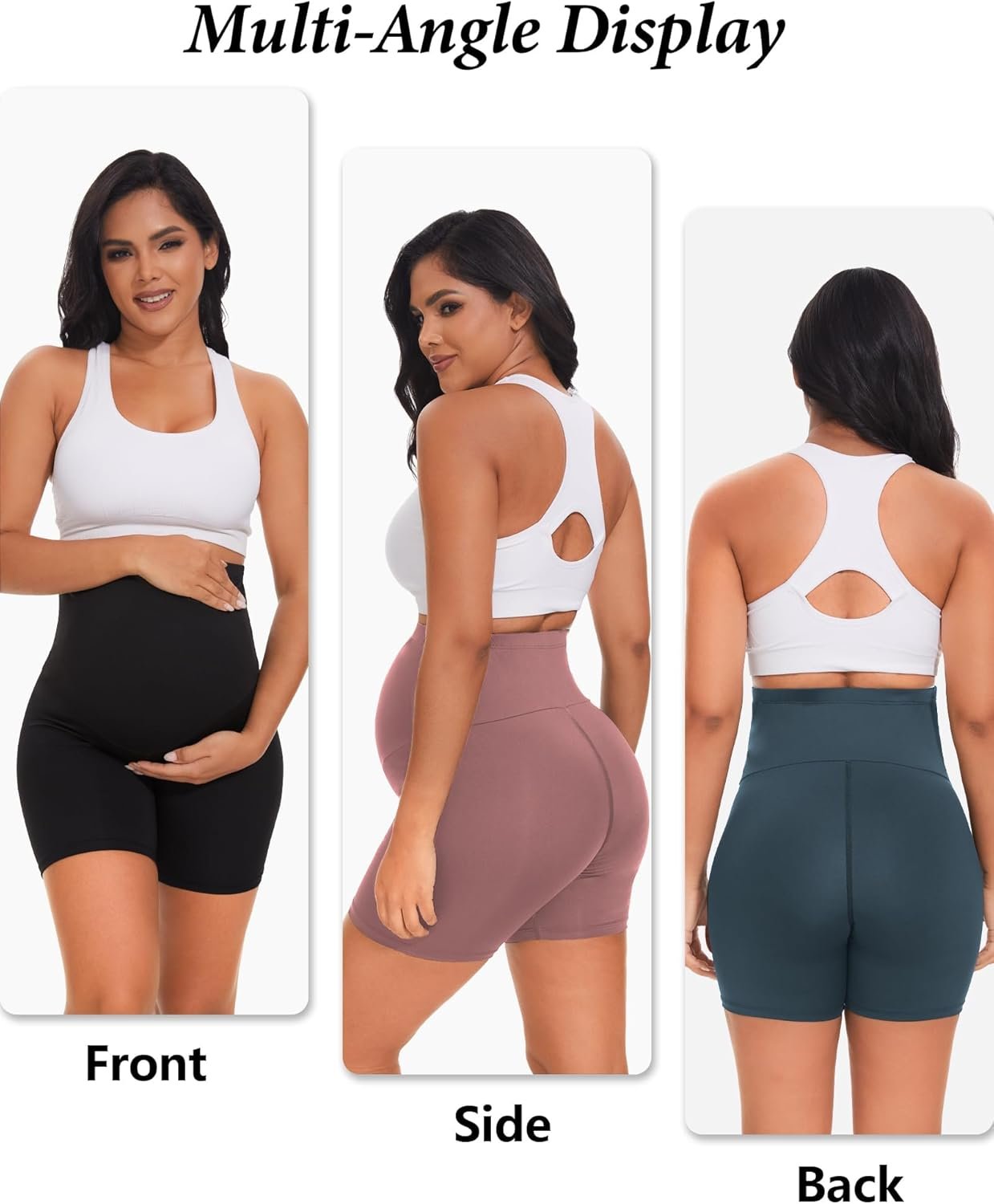Dalavch 3/4 Pack Women's Maternity Yoga Shorts Over The Belly Pregnancy Biker Workout Active Athletic Pregnant Shorts 5” - Image 5