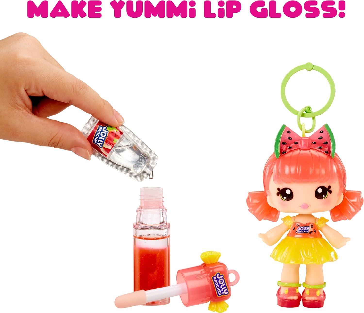 Yummiland x Licensed Sweets Lip Gloss Doll: JOLLY RANCHER Includes DIY Lip Gloss + Removable Keychain, Cosmetic Play, Collectible, Ages 4+ - Image 3