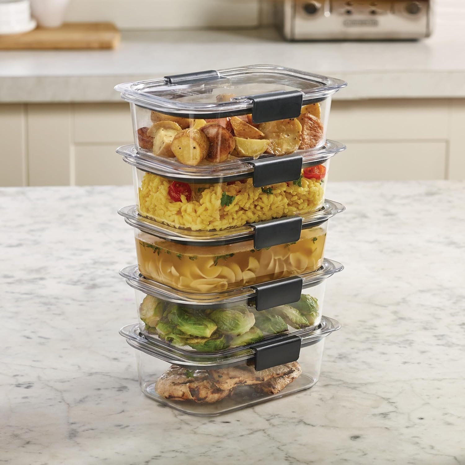 Rubbermaid Brilliance Tritan Plastic Food Storage Containers BPA Free Airtight Lids Ideal for Lunch Meal Prep & Leftovers Set of 5 (3.2 Cup) - Image 4