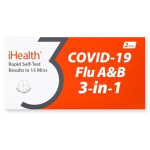 iHealth COVID-19, Flu A&B 3-in-1 Antigen Rapid Test, Results in 15 Minutes, FDA Authorized OTC Flu & COVID Home Test, with Non-invasive Nasal Swab, Easy to Use & No Discomfort (1 Pack, 2 Tests Total)