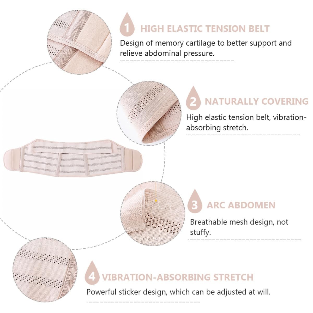 Maternity Belt Pregnancy Band Abdomen Support Belt Breathable Fully Adjustable Pelvic Pressure Relieving Band Skin Color M under 100lbs Pregnant Women - Image 6