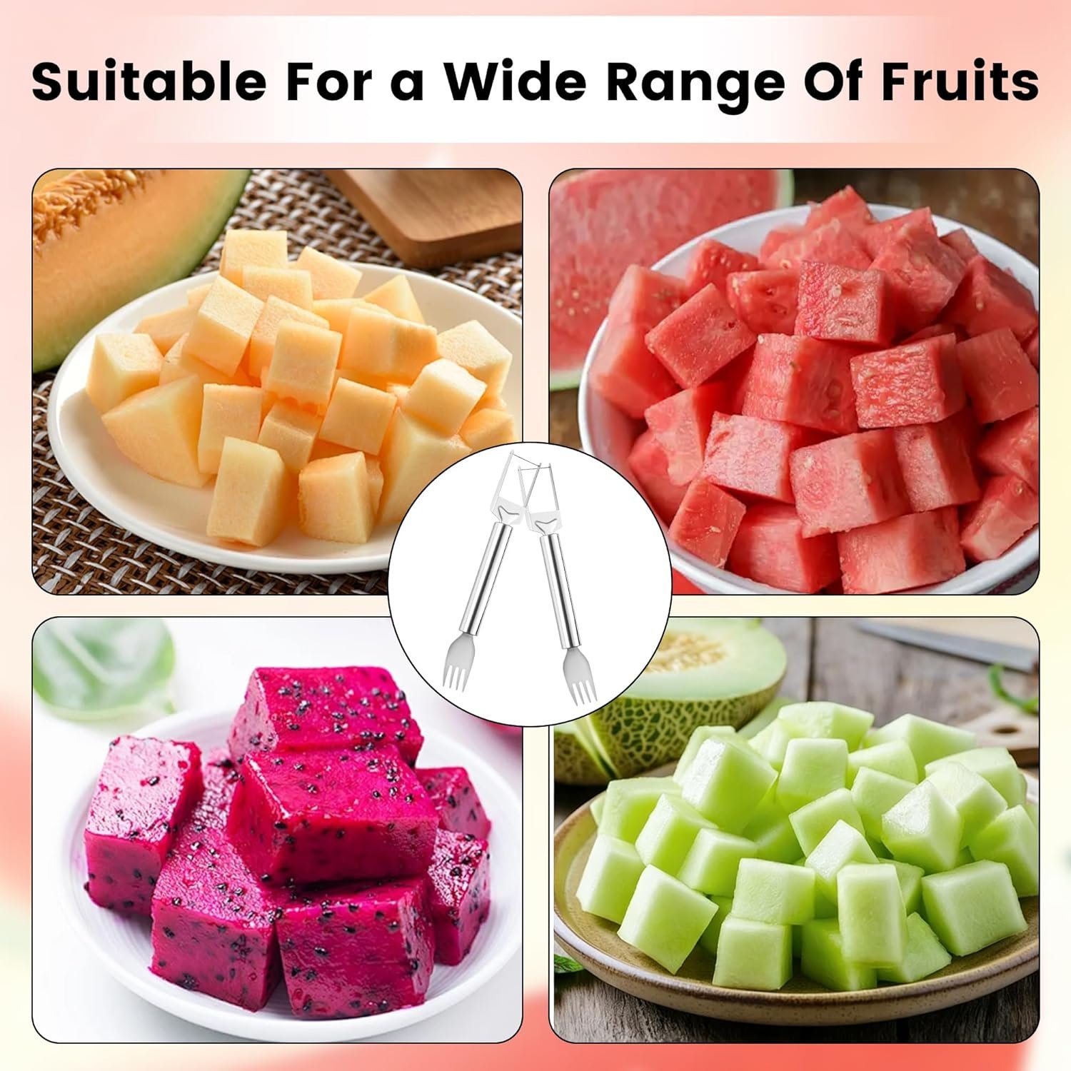 2-in-1 Stainless Steel Fruit Cutter, 2026 New Watermelon Fork Slicer Tool, Dual Head Watermelon Cutter Knife for Home Kitchen Gadget (1pcs) - Image 7