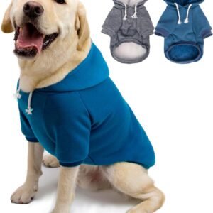 2-Pack Dog Hooded Sweaters & Jackets - Soft Dog Clothes Hoodie for Small/Medium/Large Dogs & Cats | All-Season Comfort & Fit, Stylish Pet Shirts Apparel & Accessories (Blue, Dark Grey, Large)