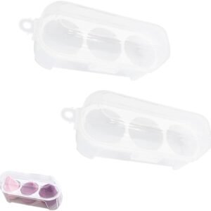 2 Pack Makeup Sponge Holder 3 Slot Container Beauty Sponge Case Powder Puff Storage Organizer Hard Protective Carrying Box Carrier for Beauty Blender Sponges Set Blending Egg Travel Cosmetic