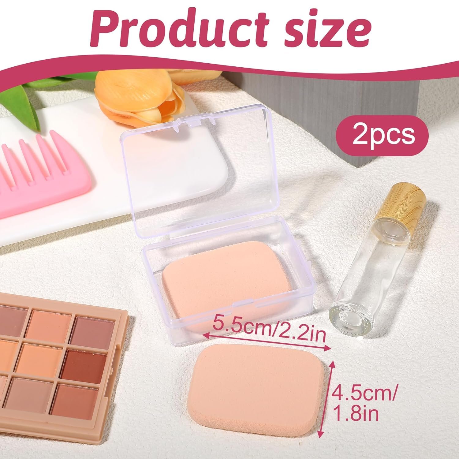 2 Pcs Foundation Sponge, Rectangle Makeup Sponges for Foundation, for All Skin Types, Powder Puff for Flawless Application, Wet and Dry Dual Use - Image 2