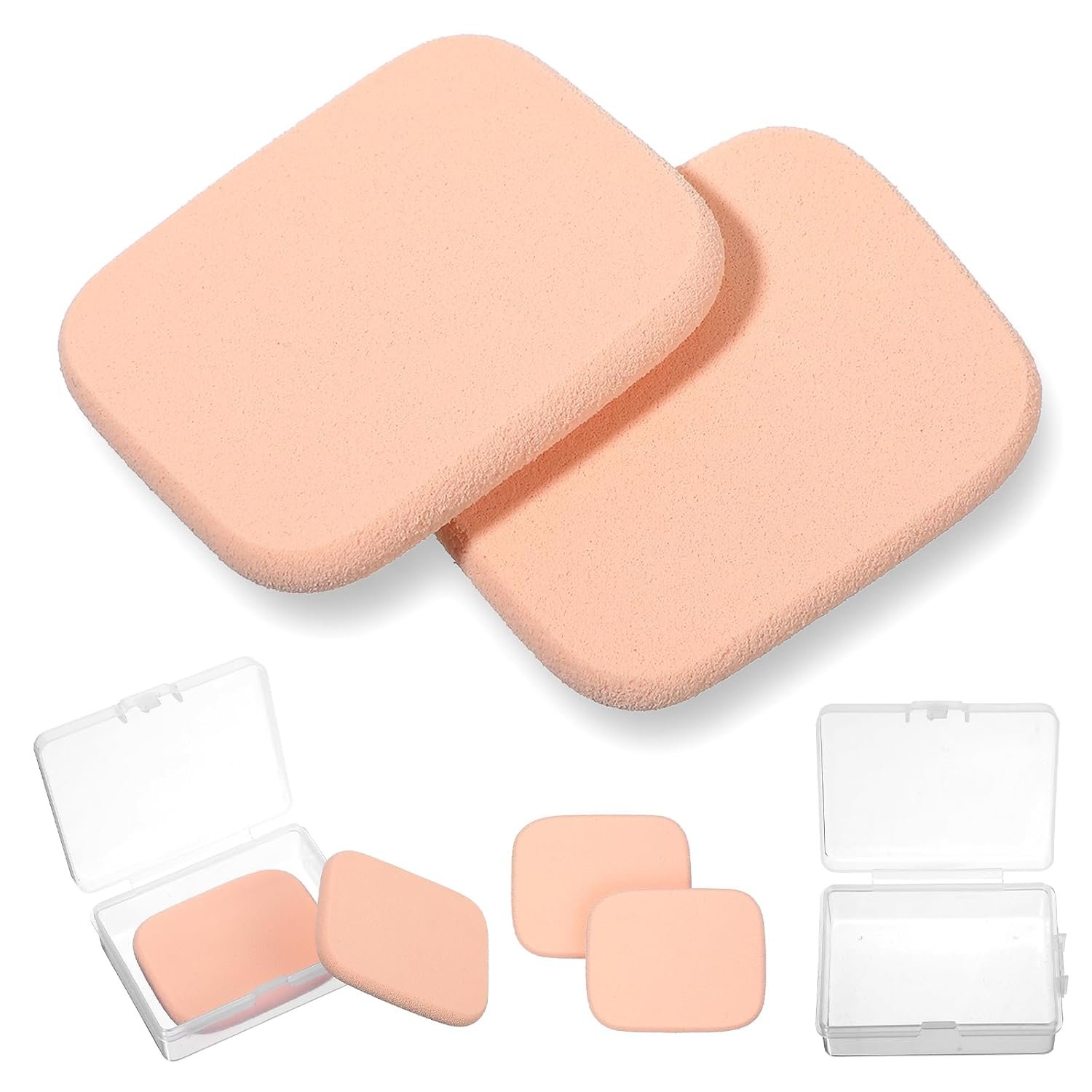 2 Pcs Foundation Sponge, Rectangle Makeup Sponges for Foundation, for All Skin Types, Powder Puff for Flawless Application, Wet and Dry Dual Use