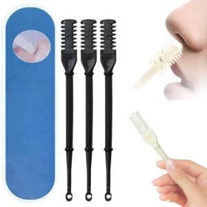 2025 Upgraded 2 in 1 Nasal Hair Cutter, Nostril Hair Remover Tool Double Sided Nose Hair Knife, Manual 360° Rotating Nose Hair Trimmer with Ear Digger for Men and Women (Black, 3)