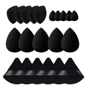 21 pcs Black Makeup Sponge Bulk:Makeup Sponges 21 Pcs for Liquid, Cream, and Powder, Multi-colored Pink make up sponges for foundation