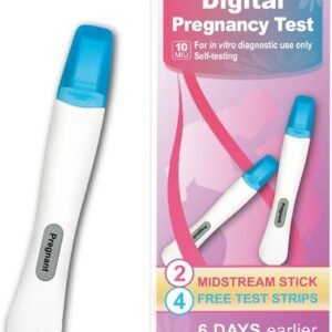 2X Early Digital Pregnancy Test Kit + 4X hcg Test Strips 10mIU/mL,at-Home Pregnancy Test Kit for Women with Easy-to-Read Results