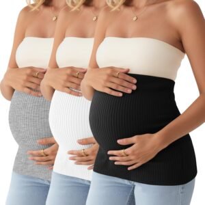 3 Pack Maternity Belly Bands for Pregnant Women Stretch Ribbed Pregnancy Support Belt Pants Extender