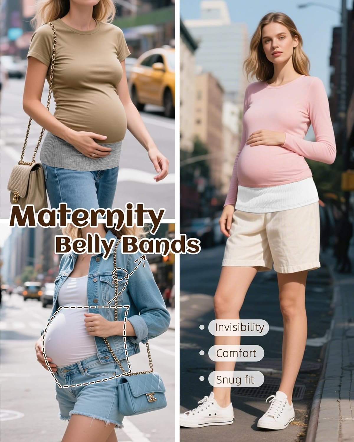 3 Pack Maternity Belly Bands for Pregnant Women Stretch Ribbed Pregnancy Support Belt Pants Extender - Image 2