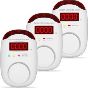 3 Packs Carbon Monoxide Detectors - Hembisen Carbon Monoxide Detector Plug in Type CO Alarm Monitor with Digital Display, Accurate & Easy to Read, for Home/Kitchen/Hotel/Bedroom (White)