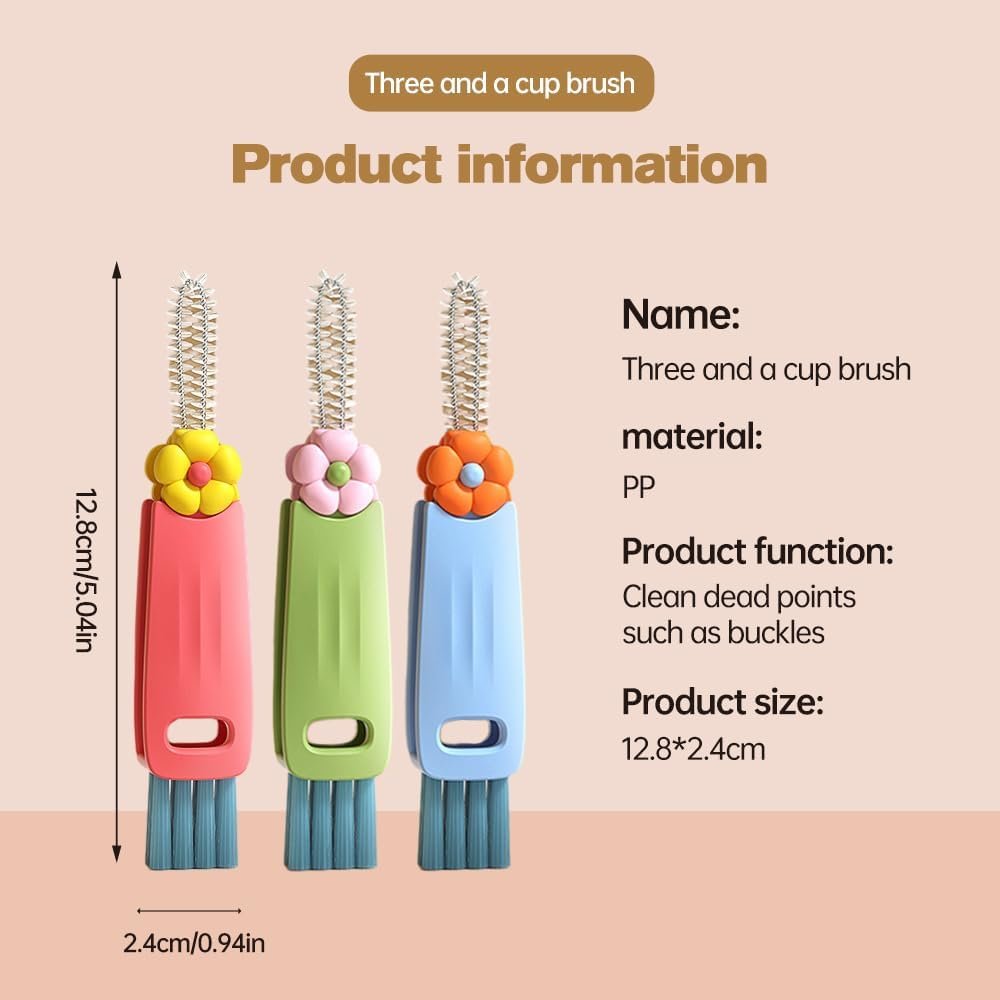 3 in 1 Cup Lid Cleaning Brush, 2025 New Crevice Cleaning Brush for Bottle Gap Tight Spaces, 3 in 1 Multifunctional Cleaning Portable Cup Lid Cleaner with Brush - Image 2