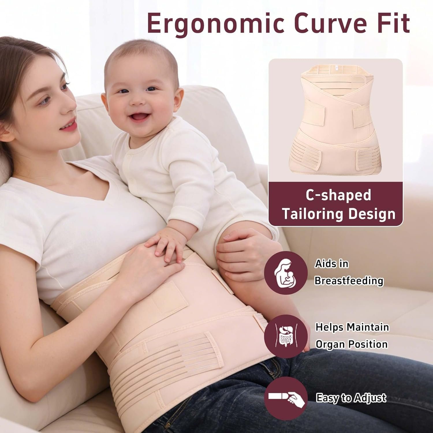 3 in 1 Postpartum Belly Band Abdominal Binder Surgery C Section Recovery Stomach Wrap for Women Pregnancy After Birth - Image 2