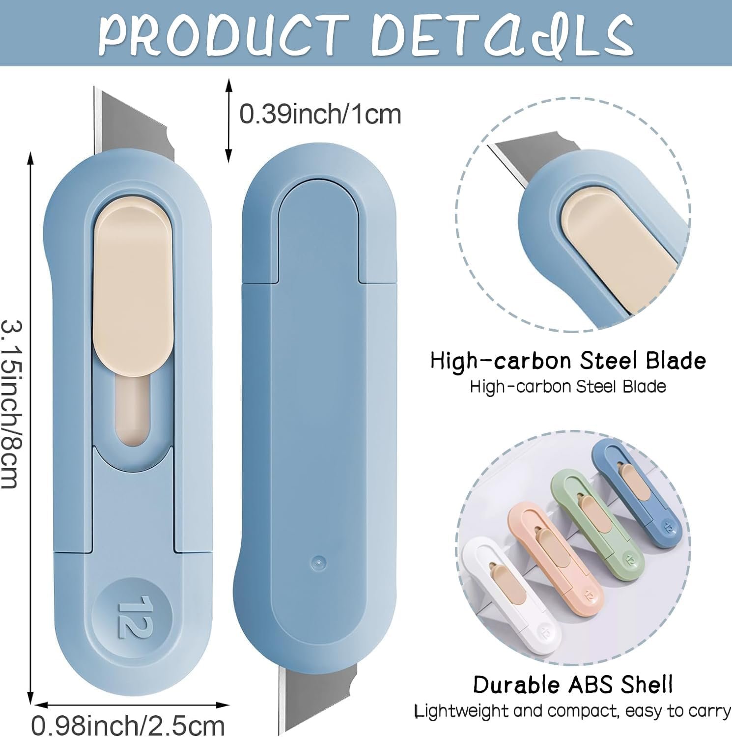 4 PSC Box Cutter,Retractable Box Opener, Package Opener, Easy Slide Retractable Cute Utility Knife For Opening Daily Express Boxes, Envelopes, Packages, Paper tapes and more (4 PSC Box Cutter) - Image 2