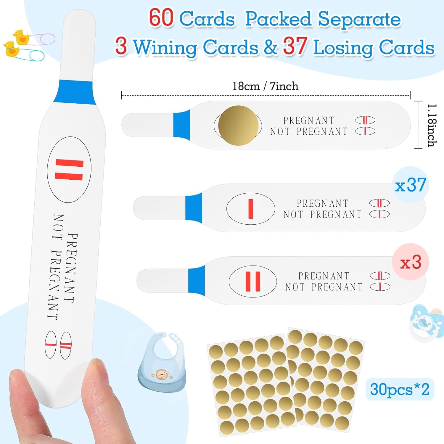 40 Pcs Blue Scratch off Pregnancy Test Kit Baby Shower Games Baby Shower Games Baby Shower Scratch off Game for Boys - Image 2