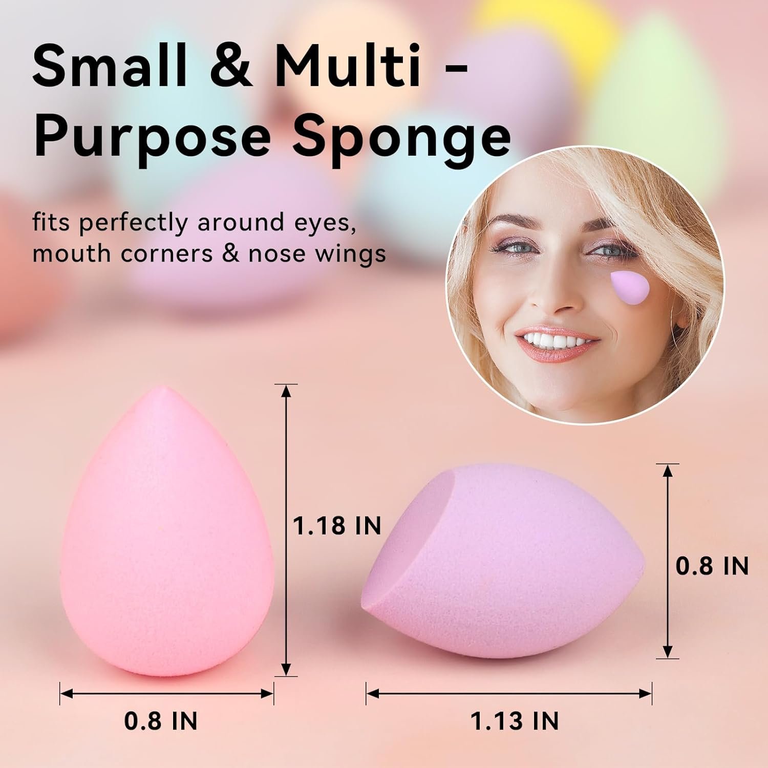 48 PCS Makeup Sponge Set,Mini Beauty Blender Sponge, Multi-Colored Beauty Blender for Face Cosmetic Applicator for Powder Teardrop and Beveled Shapes - Image 2
