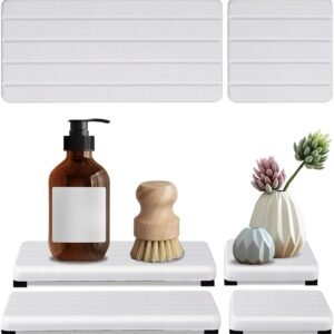 4PCS Stone Drying Tray for Bathroom Sink and Kitchen Counter, Fast Drying Diatomite Stones Soap Trays, Diatomaceous Coaster, Vanity Trays, Water Absorbing Stone Tray for Sink