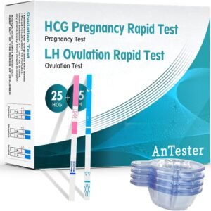 55 Ovulation Test Strips and 25 Pregnancy Test Strips 10mIU/mL Combo Kit for Women-with 70 Urine Cups (55 LH + 25 HCG)