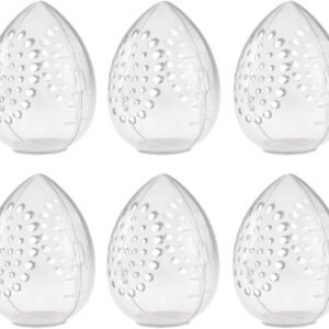 6 Pack Makeup Sponge Holder Carring Case Storage Box Clear Hard Container Protector for Cosmetic Make Up Blending Sponges Powder Puff Beauty Egg Blenders Travel Outdoor