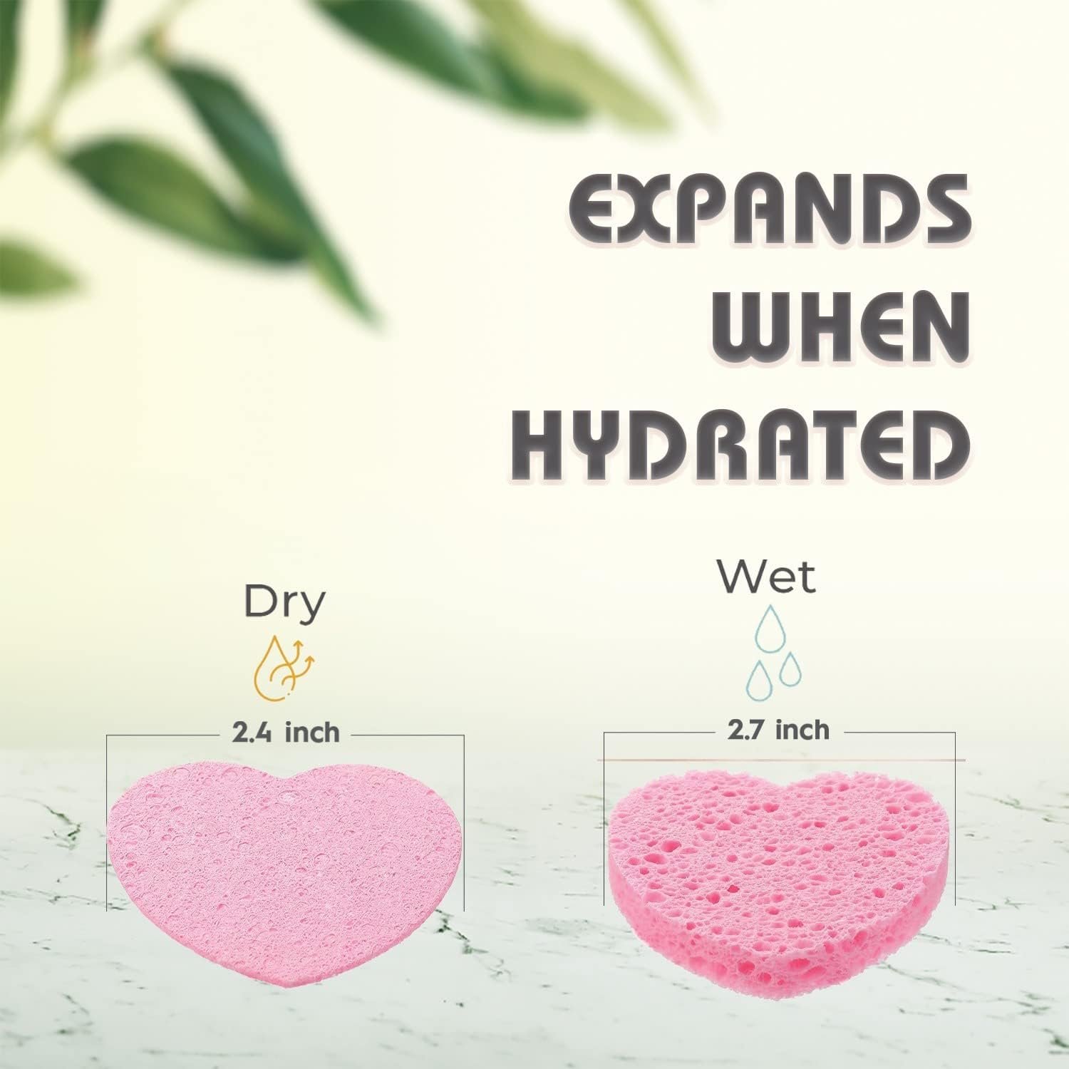 60-Count Compressed Facial Sponges, 100% Natural Cosmetic Spa Sponges for Facial Cleansing, Exfoliating Mask (Pink Heart) - Image 2