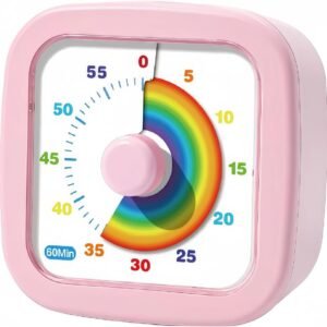 60-Minute Visual Timer, Countdown Timer for Kids and Adults, Kitchen timers for Cooking, Silent Classroom Timer for Home School Work (Pink)