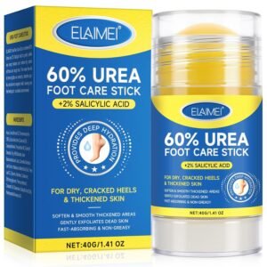 60% Urea Cream Stick plus 2% Salicylic Acid, Maximum Strength Urea Foot Cream Callus Remover for Dry Cracked Heels, Hands, Knees,Exfoliating Moisturizer, Dead Skin Remover Foot Balm 1.4oz (1pcs)