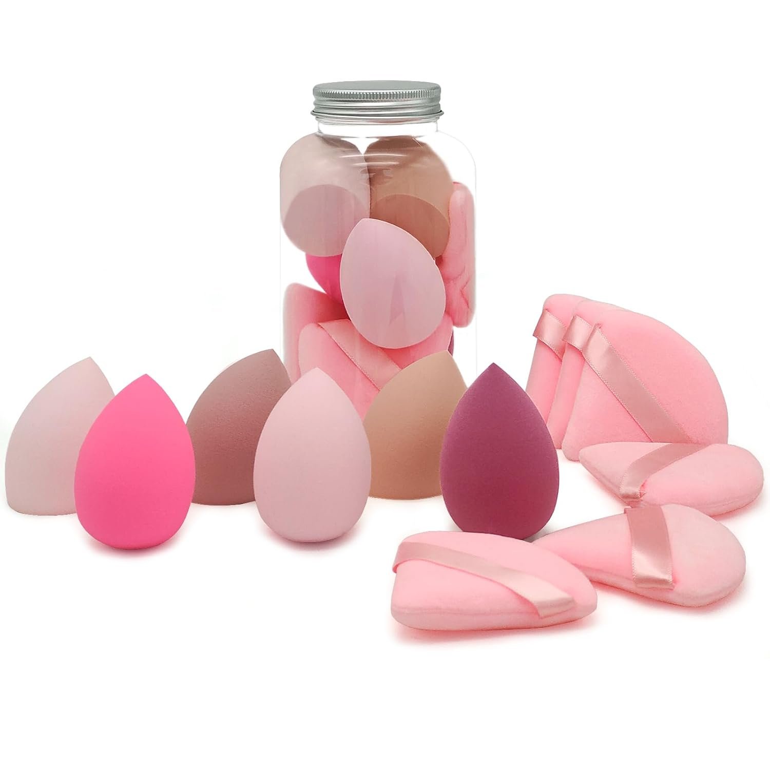 6+6 Professional Makeup Sponge Set,2.76 inch Portable Soft Sponge Setting Face Puffs,Multicolor Makeup Blending Sponge Cosmetic Applicator for Loose Powder,Liquid,Facial Makeup Tools(Pink)