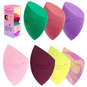 7-Pack Makeup Sponges Set - Angled Teardrop Beauty Blenders, Non-Latex Ultra-Soft & Quick-Dry, Hygienic Cosmetic Sponges for Seamless Liquid/Powder Blending (Multicolor)