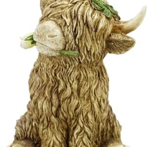 8-Inch Highland Cow Statue - Cute Cartoon Resin Figurine for Farmhouse Decor, Home & Desk, for Family & Friends