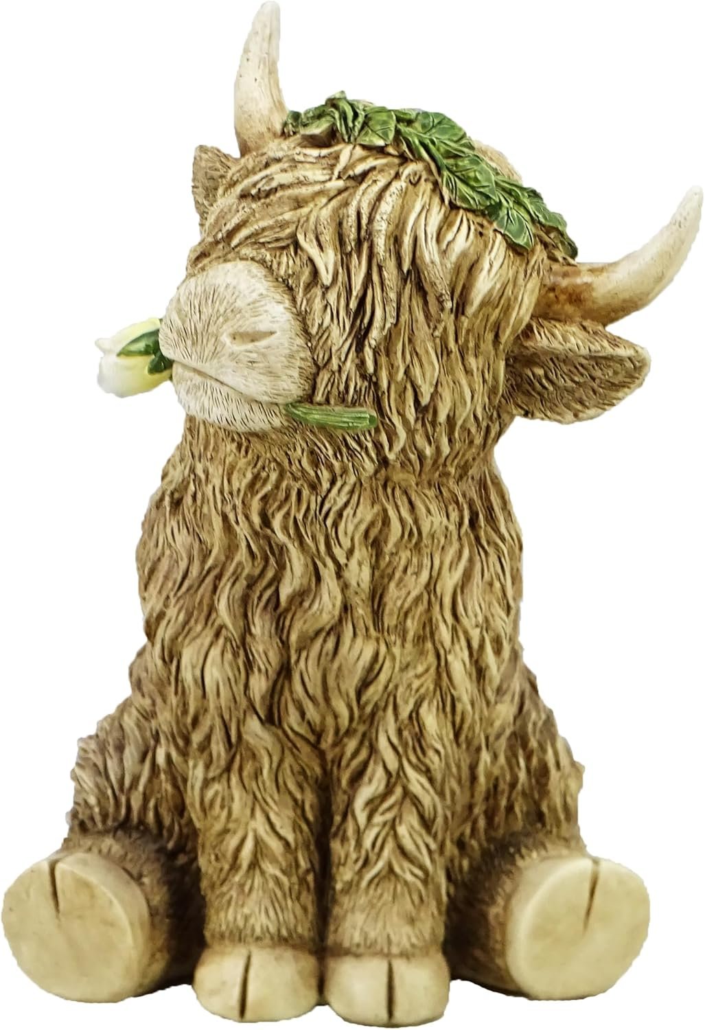 8-Inch Highland Cow Statue - Cute Cartoon Resin Figurine for Farmhouse Decor, Home & Desk, for Family & Friends