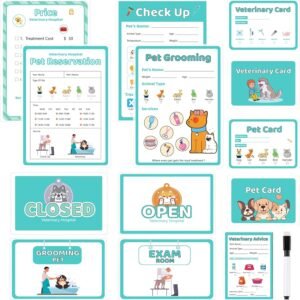 8 PCS Pretend Play Vet Kit Animal Care Pretend Play Veterinarian Supplies Pretend Vet Notepad Kids Double-Sided Imagination Playtime Pads Doctor 30 Pages with Pen for Toddler