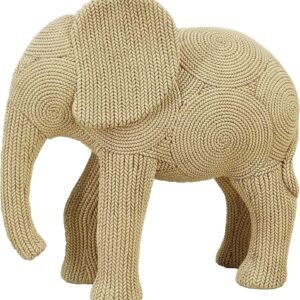 9-inch Beige Resin Elephant Statue - Small Home Decor Sculpture for Shelf, Dresser & Table Centerpiece, Classic Elephant Figurine for Living Room & Bedroom
